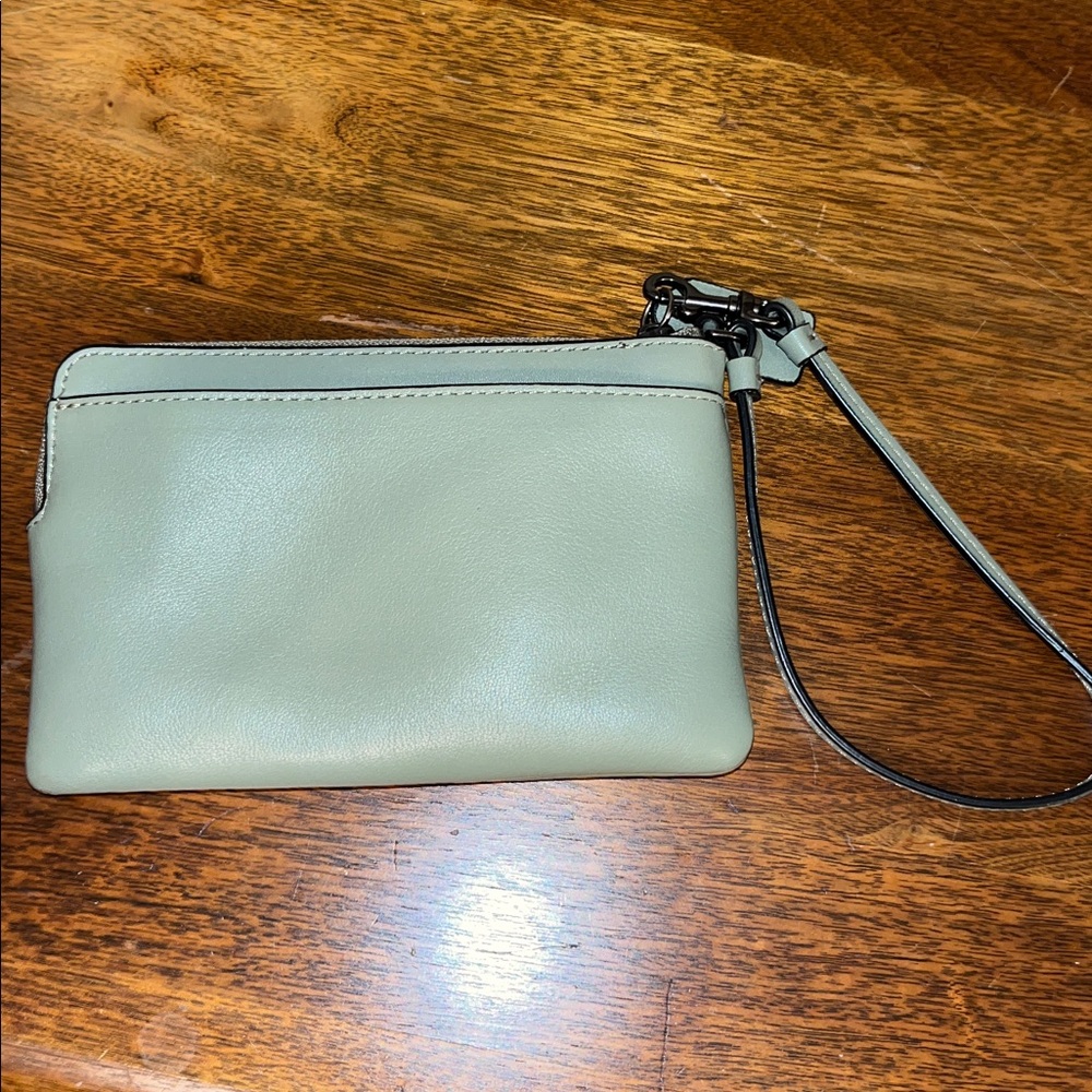 COACH Bleecker Leather Grommets Pouch Wristlet - Gray/Gunmetal F52116 - Picture 4 of 5